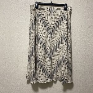 Jones 100% Silk Skirt Large L 10 White black Dotted Print loose A line ab